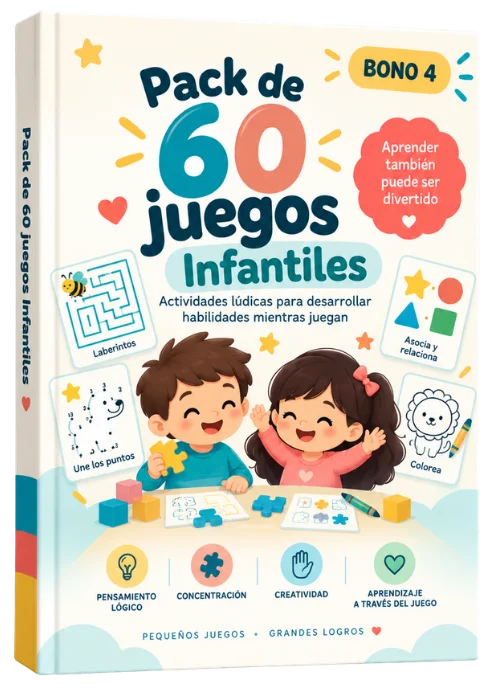 Portada del Pack de 60 juegos infantiles con laberintos, unir los puntos y colorear