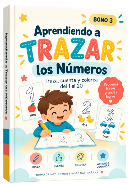 Portada del libro Aprendiendo a trazar los números, traza, cuenta y colorea del 1 al 20