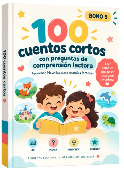 Portada del libro 100 cuentos cortos con preguntas de comprensión lectora