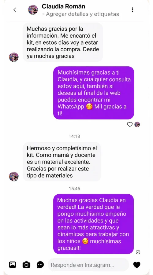 Mensajes de una mamá docente feliz con el material del kit