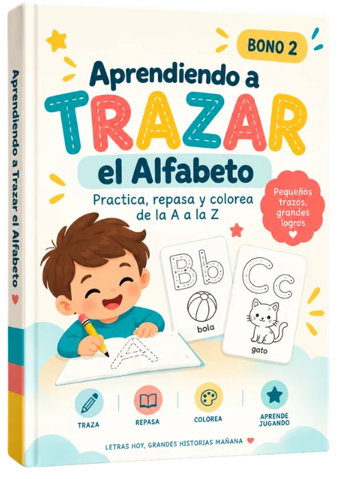 Portada del libro Aprendiendo a trazar el alfabeto, practica, repasa y colorea de la A a la Z